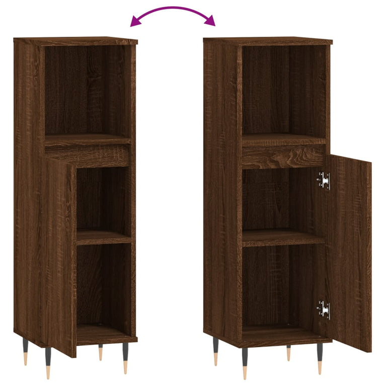 Badkamerkast 30x30x100 cm bewerkt hout bruin eikenkleur MeubelReus