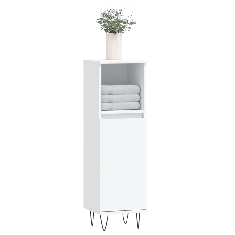 Badkamerkast 30x30x100 cm bewerkt hout wit MeubelReus