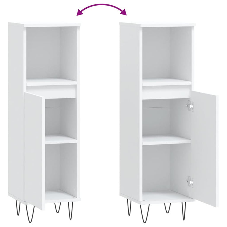 Badkamerkast 30x30x100 cm bewerkt hout wit MeubelReus