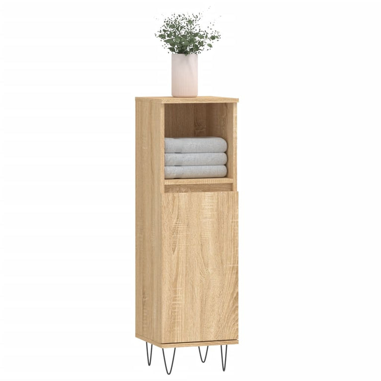 Badkamerkast 30x30x100 cm bewerkt hout sonoma eikenkleurig MeubelReus