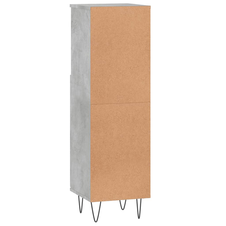 Badkamerkast 30x30x100 cm bewerkt hout betongrijs MeubelReus