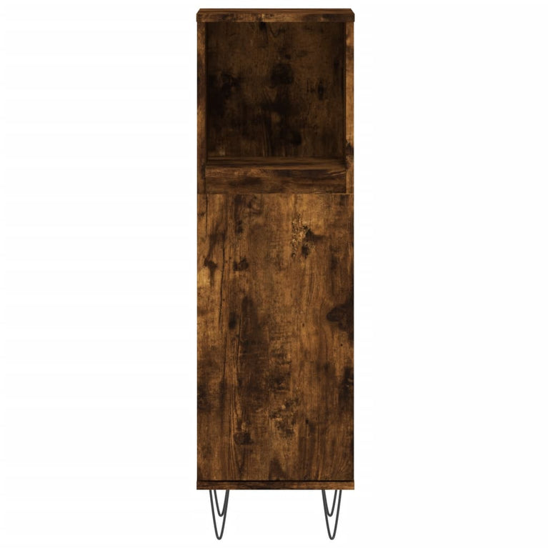 Badkamerkast 30x30x100 cm bewerkt hout gerookt eikenkleurig MeubelReus