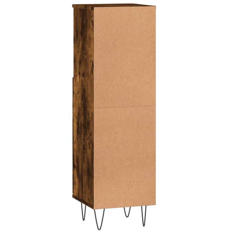 Badkamerkast 30x30x100 cm bewerkt hout gerookt eikenkleurig MeubelReus
