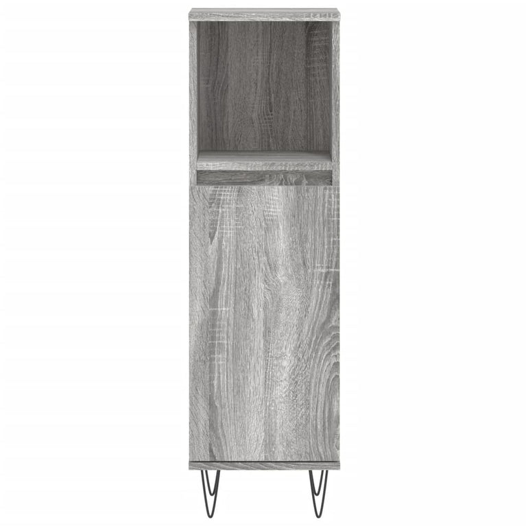 Badkamerkast 30x30x100 cm bewerkt hout grijs sonoma eikenkleur MeubelReus