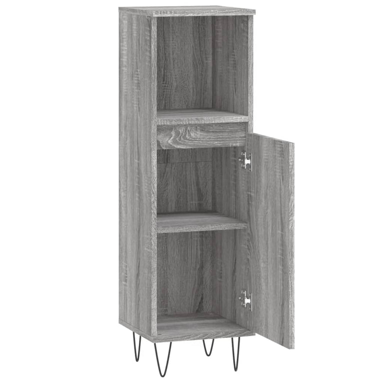 Badkamerkast 30x30x100 cm bewerkt hout grijs sonoma eikenkleur MeubelReus
