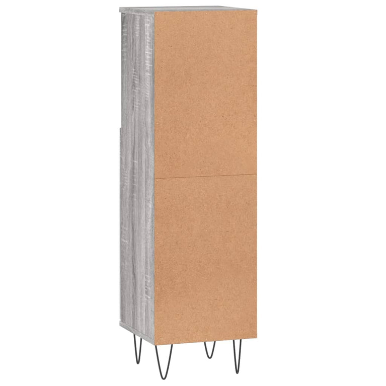 Badkamerkast 30x30x100 cm bewerkt hout grijs sonoma eikenkleur MeubelReus