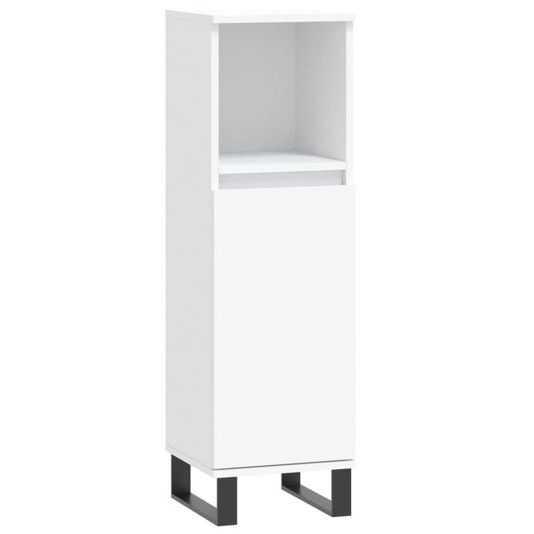 Badkamerkast 30x30x100 cm bewerkt hout wit MeubelReus