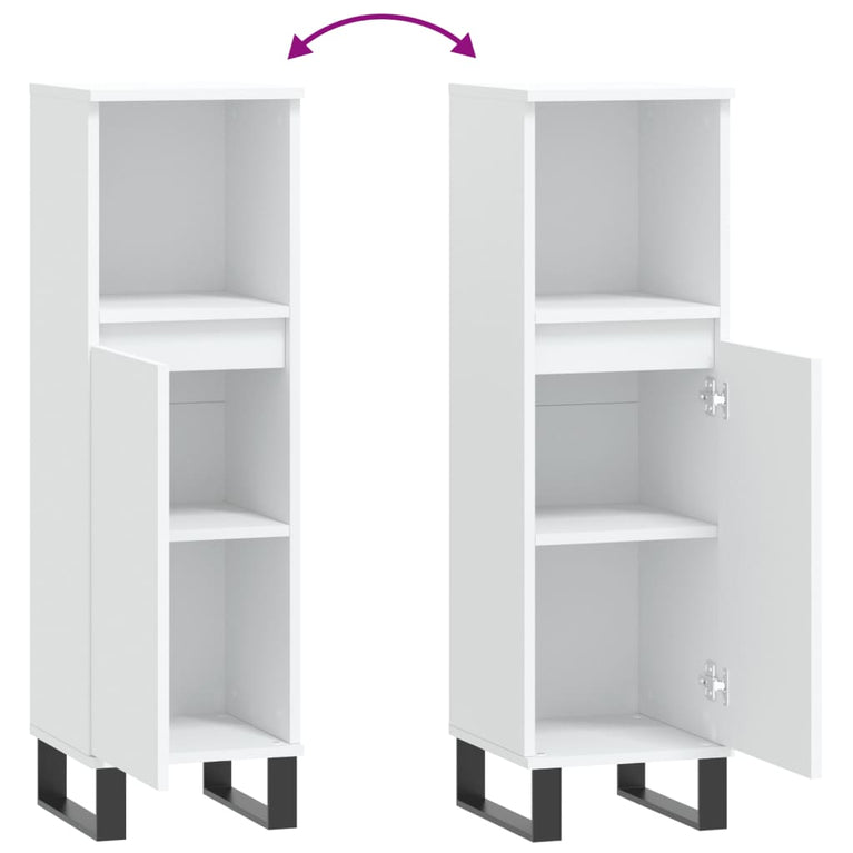 Badkamerkast 30x30x100 cm bewerkt hout wit MeubelReus