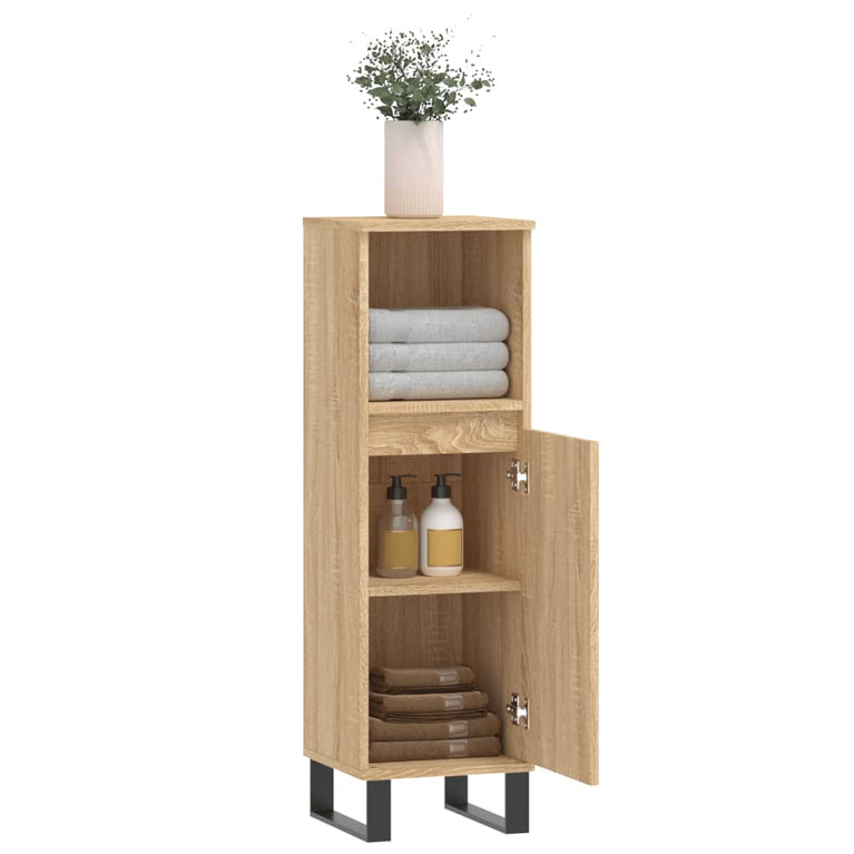 Badkamerkast 30x30x100 cm bewerkt hout sonoma eikenkleurig MeubelReus
