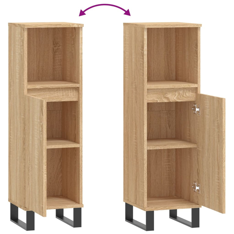Badkamerkast 30x30x100 cm bewerkt hout sonoma eikenkleurig MeubelReus