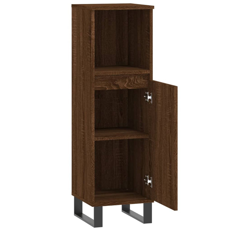 Badkamerkast 30x30x100 cm bewerkt hout bruin eikenkleur MeubelReus