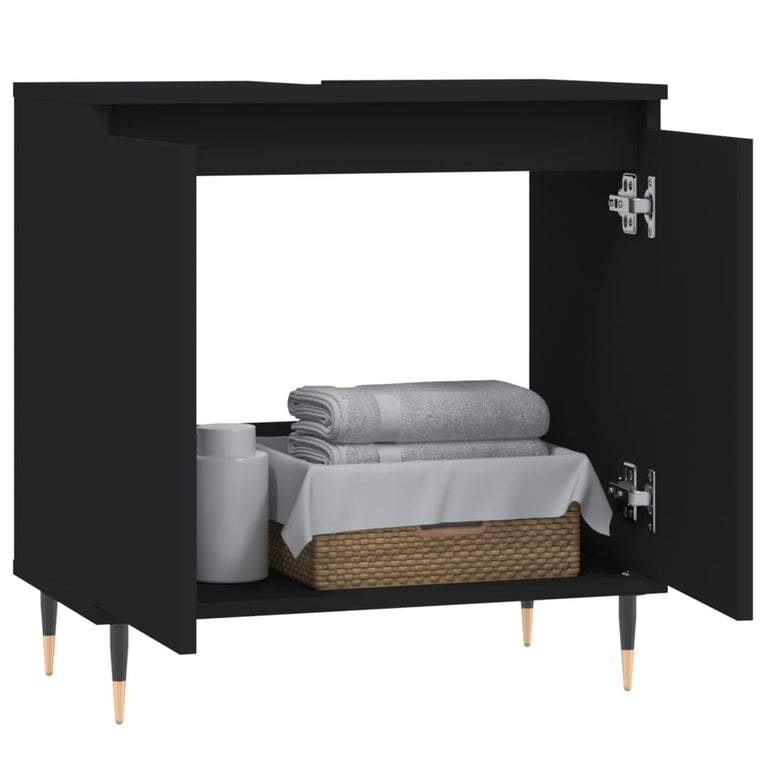 Badkamerkast 58x33x60 cm bewerkt hout zwart MeubelReus
