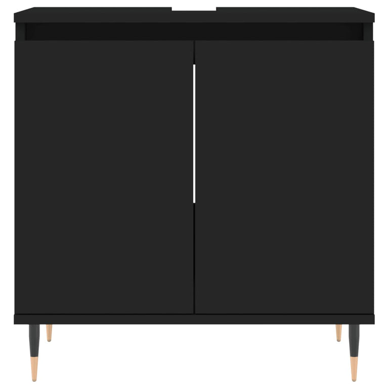 Badkamerkast 58x33x60 cm bewerkt hout zwart MeubelReus