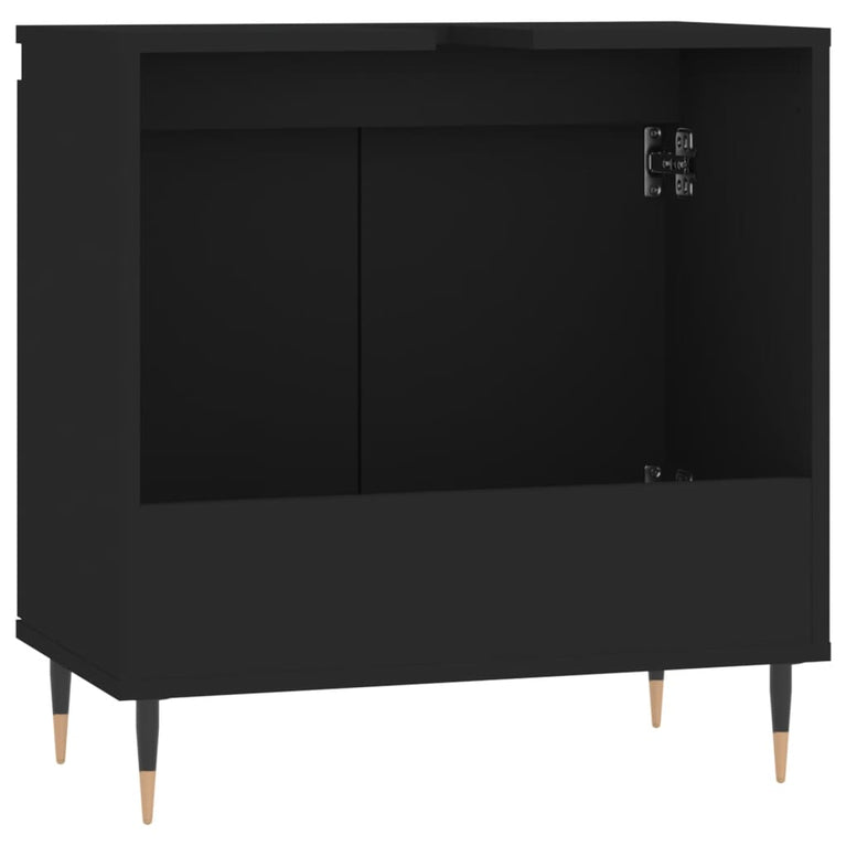 Badkamerkast 58x33x60 cm bewerkt hout zwart MeubelReus