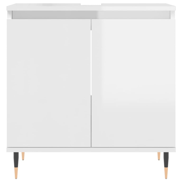 Badkamerkast 58x33x60 cm bewerkt hout hoogglans wit MeubelReus