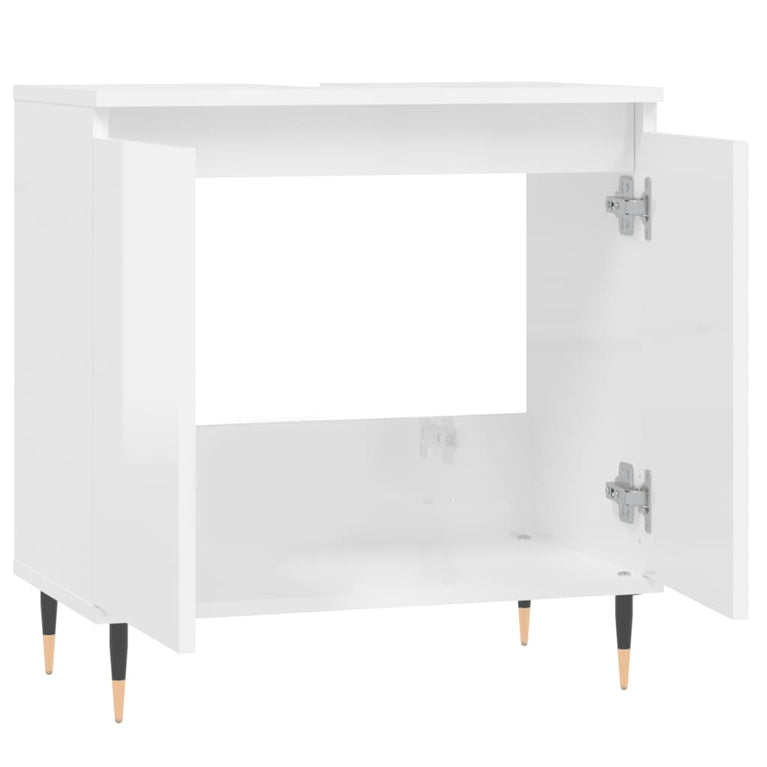 Badkamerkast 58x33x60 cm bewerkt hout hoogglans wit MeubelReus
