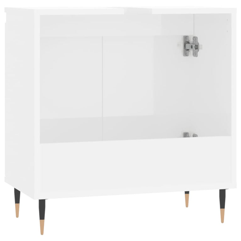 Badkamerkast 58x33x60 cm bewerkt hout hoogglans wit MeubelReus