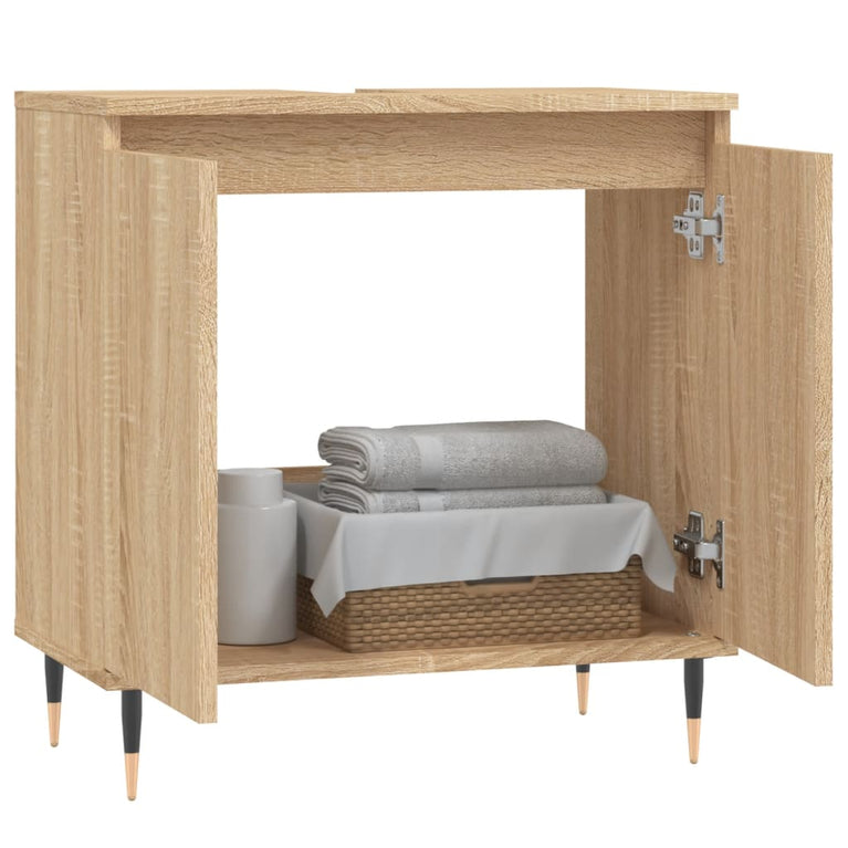 Badkamerkast 58x33x60 cm bewerkt hout sonoma eikenkleurig MeubelReus