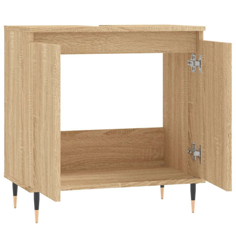 Badkamerkast 58x33x60 cm bewerkt hout sonoma eikenkleurig MeubelReus