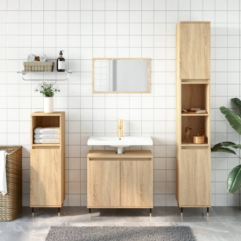 Badkamerkast 58x33x60 cm bewerkt hout sonoma eikenkleurig MeubelReus