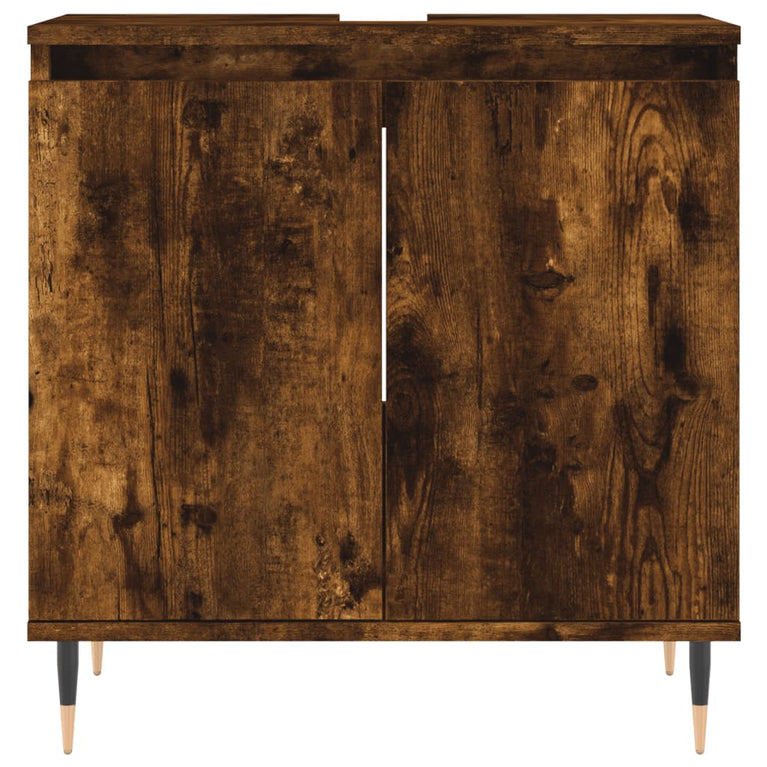 Badkamerkast 58x33x60 cm bewerkt hout gerookt eikenkleurig MeubelReus
