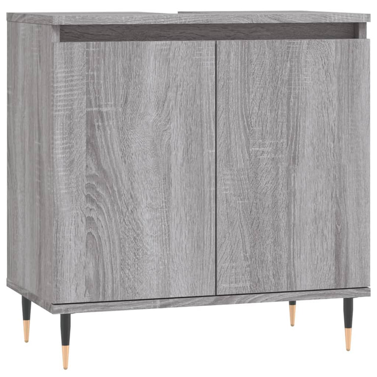 Badkamerkast 58x33x60 cm bewerkt hout grijs sonoma eikenkleurig MeubelReus