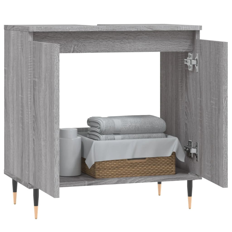 Badkamerkast 58x33x60 cm bewerkt hout grijs sonoma eikenkleurig MeubelReus