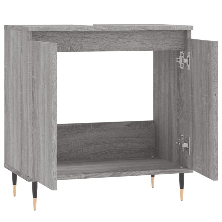 Badkamerkast 58x33x60 cm bewerkt hout grijs sonoma eikenkleurig MeubelReus