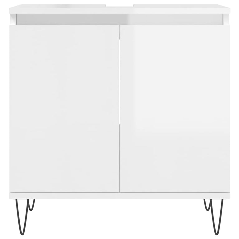 Badkamerkast 58x33x60 cm bewerkt hout hoogglans wit MeubelReus