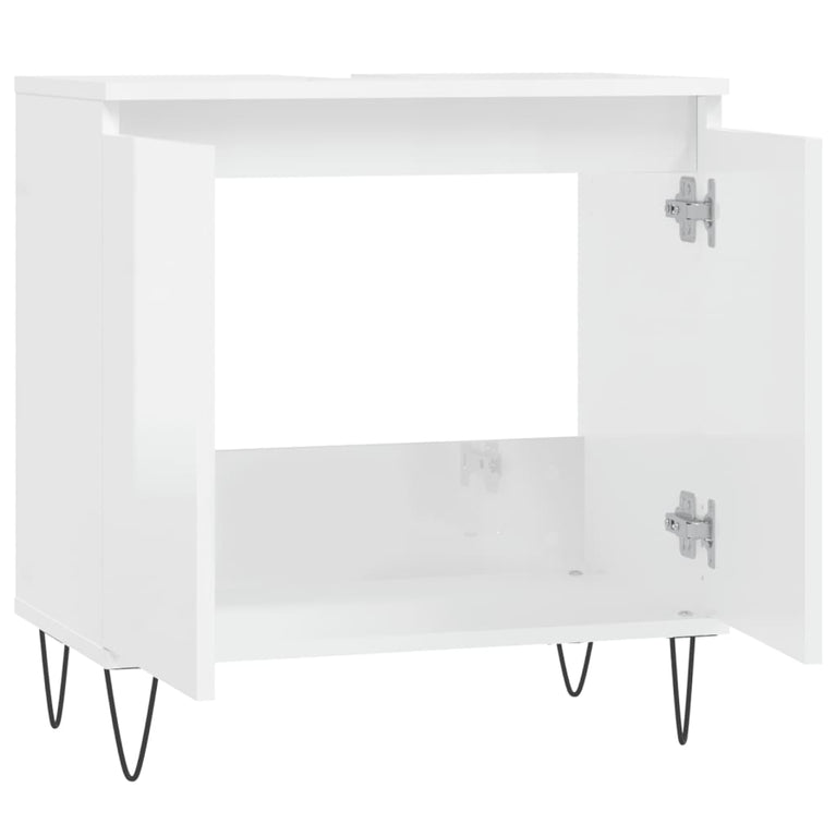 Badkamerkast 58x33x60 cm bewerkt hout hoogglans wit MeubelReus