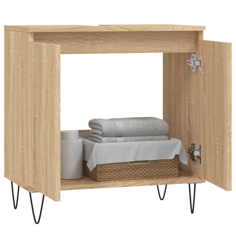 Badkamerkast 58x33x60 cm bewerkt hout sonoma eikenkleurig MeubelReus