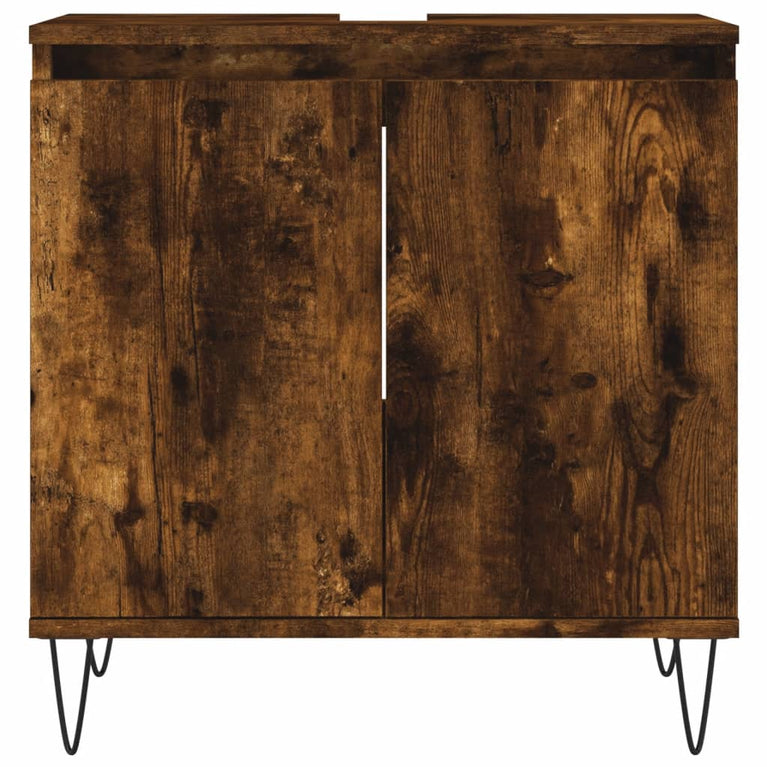 Badkamerkast 58x33x60 cm bewerkt hout gerookt eikenkleurig MeubelReus