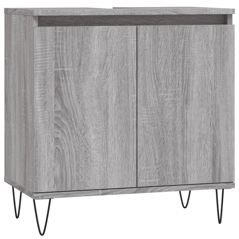 Badkamerkast 58x33x60 cm bewerkt hout grijs sonoma eikenkleurig MeubelReus