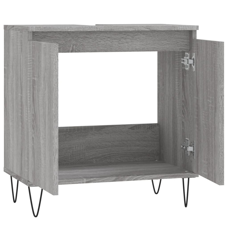 Badkamerkast 58x33x60 cm bewerkt hout grijs sonoma eikenkleurig MeubelReus