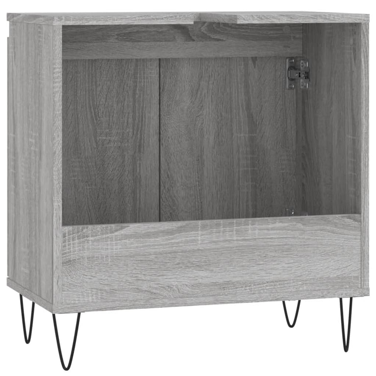 Badkamerkast 58x33x60 cm bewerkt hout grijs sonoma eikenkleurig MeubelReus