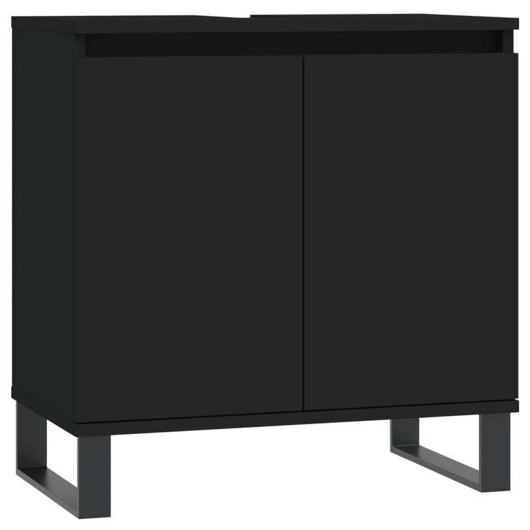 Badkamerkast 58x33x60 cm bewerkt hout zwart