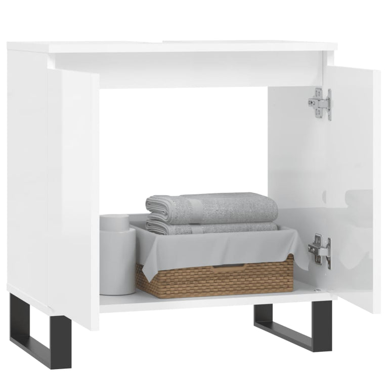 Badkamerkast 58x33x60 cm bewerkt hout hoogglans wit MeubelReus