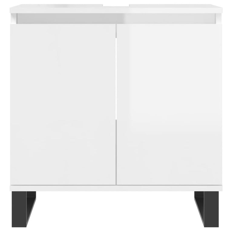 Badkamerkast 58x33x60 cm bewerkt hout hoogglans wit MeubelReus
