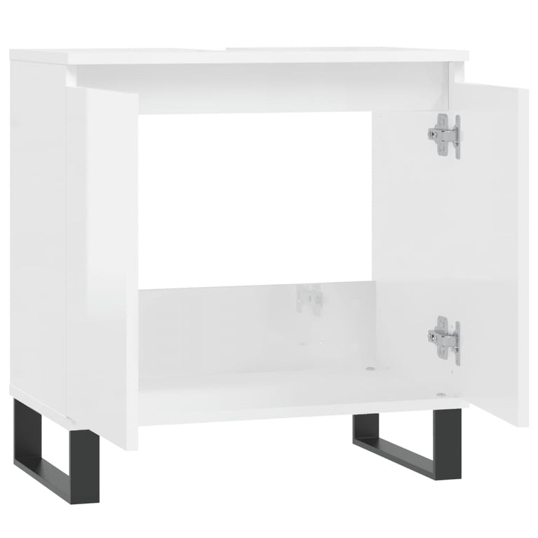 Badkamerkast 58x33x60 cm bewerkt hout hoogglans wit MeubelReus