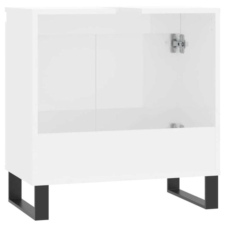 Badkamerkast 58x33x60 cm bewerkt hout hoogglans wit MeubelReus