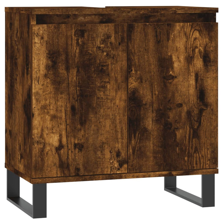 Badkamerkast 58x33x60 cm bewerkt hout gerookt eikenkleurig MeubelReus