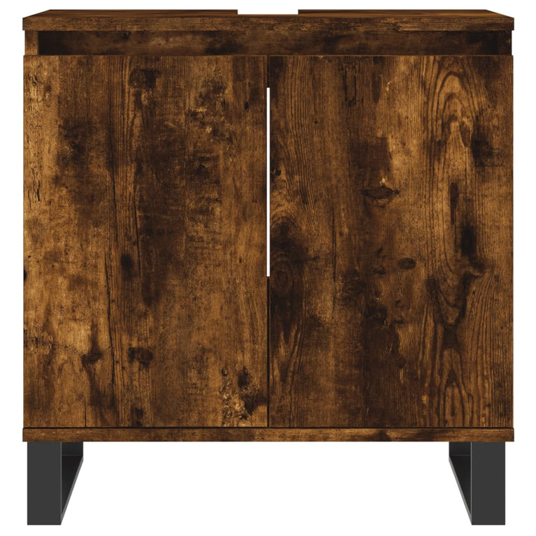 Badkamerkast 58x33x60 cm bewerkt hout gerookt eikenkleurig MeubelReus