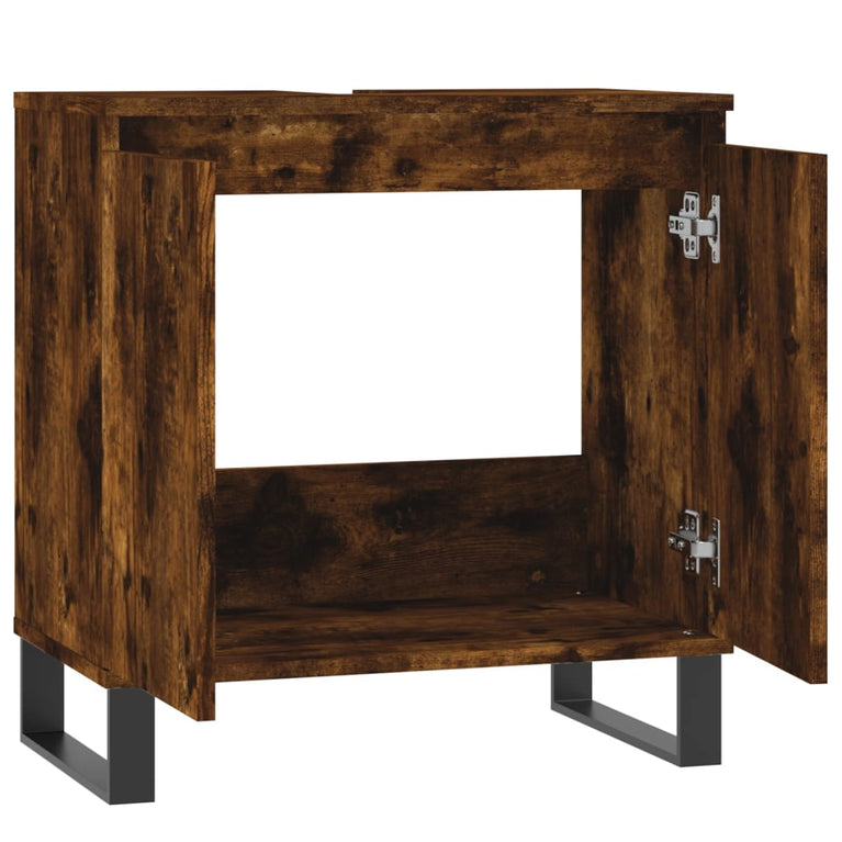 Badkamerkast 58x33x60 cm bewerkt hout gerookt eikenkleurig MeubelReus