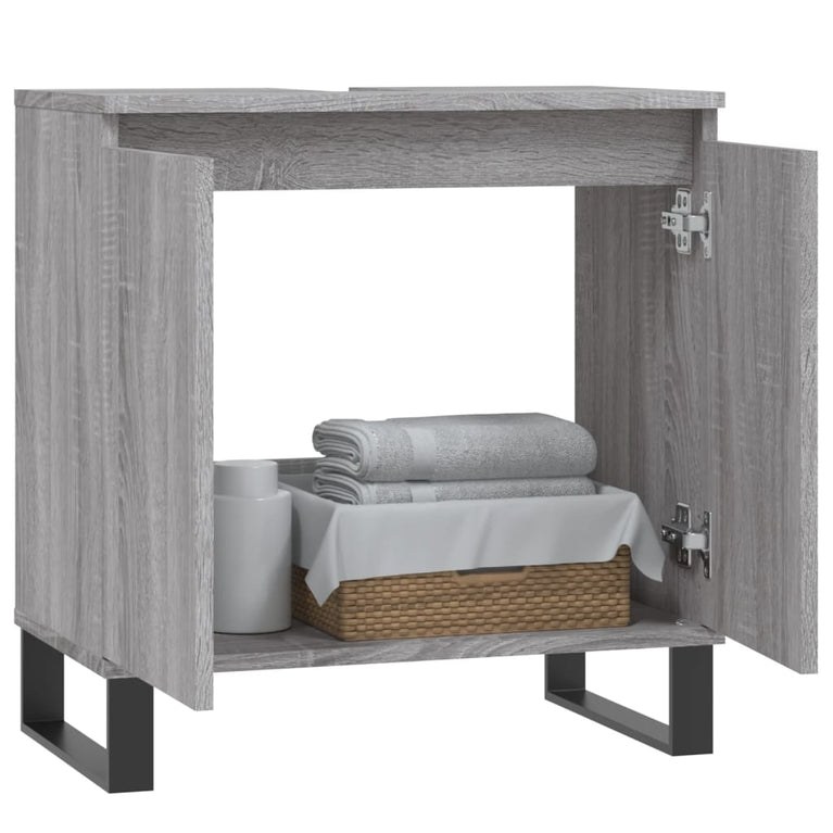 Badkamerkast 58x33x60 cm bewerkt hout grijs sonoma eikenkleurig MeubelReus