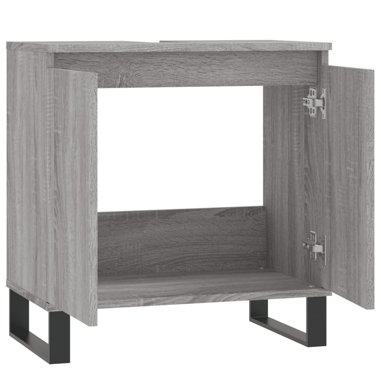 Badkamerkast 58x33x60 cm bewerkt hout grijs sonoma eikenkleurig MeubelReus
