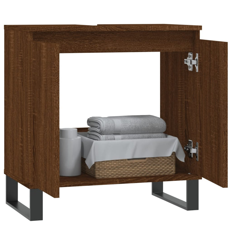 Badkamerkast 58x33x60 cm bewerkt hout bruin eikenkleur MeubelReus