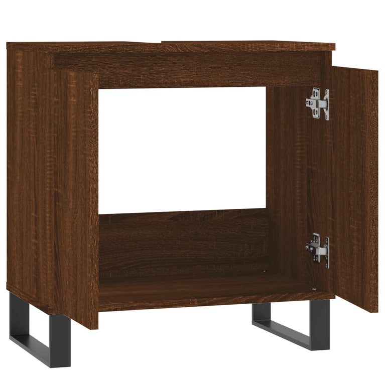 Badkamerkast 58x33x60 cm bewerkt hout bruin eikenkleur MeubelReus