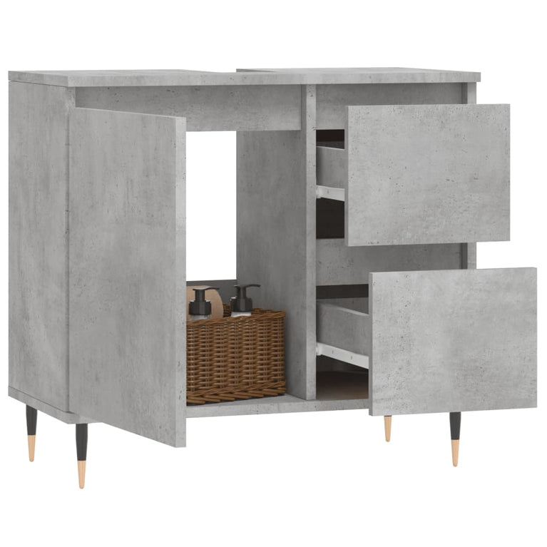 Badkamerkast 65x33x60 cm bewerkt hout betongrijs MeubelReus