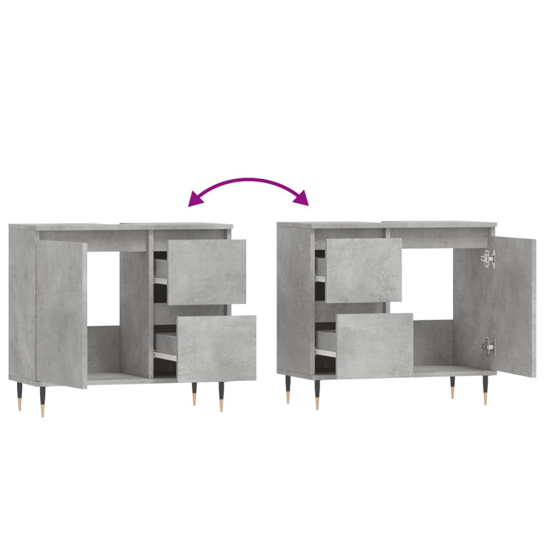 Badkamerkast 65x33x60 cm bewerkt hout betongrijs MeubelReus
