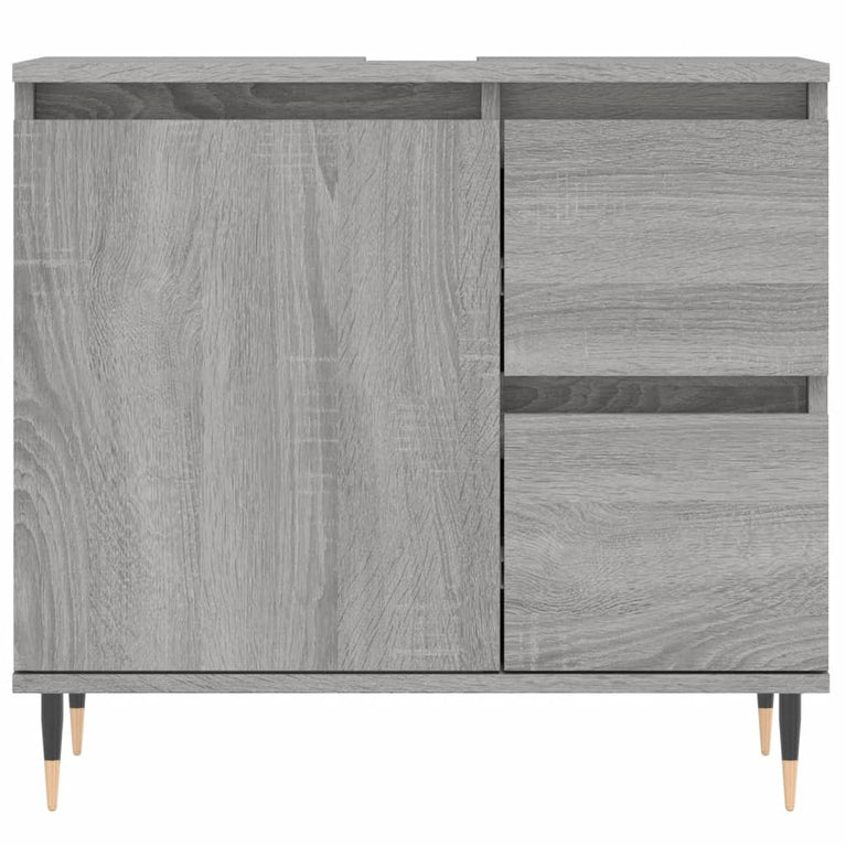 Badkamerkast 65x33x60 cm bewerkt hout grijs sonoma eikenkleurig MeubelReus